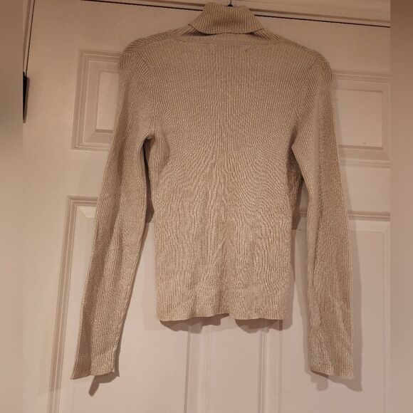 Marisa Christina cream colored sparkle turtleneck sweater S - Picture 4 of 4